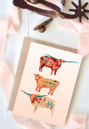 Tirzah Mini Western Texas Longhorn Greeting Card Set
