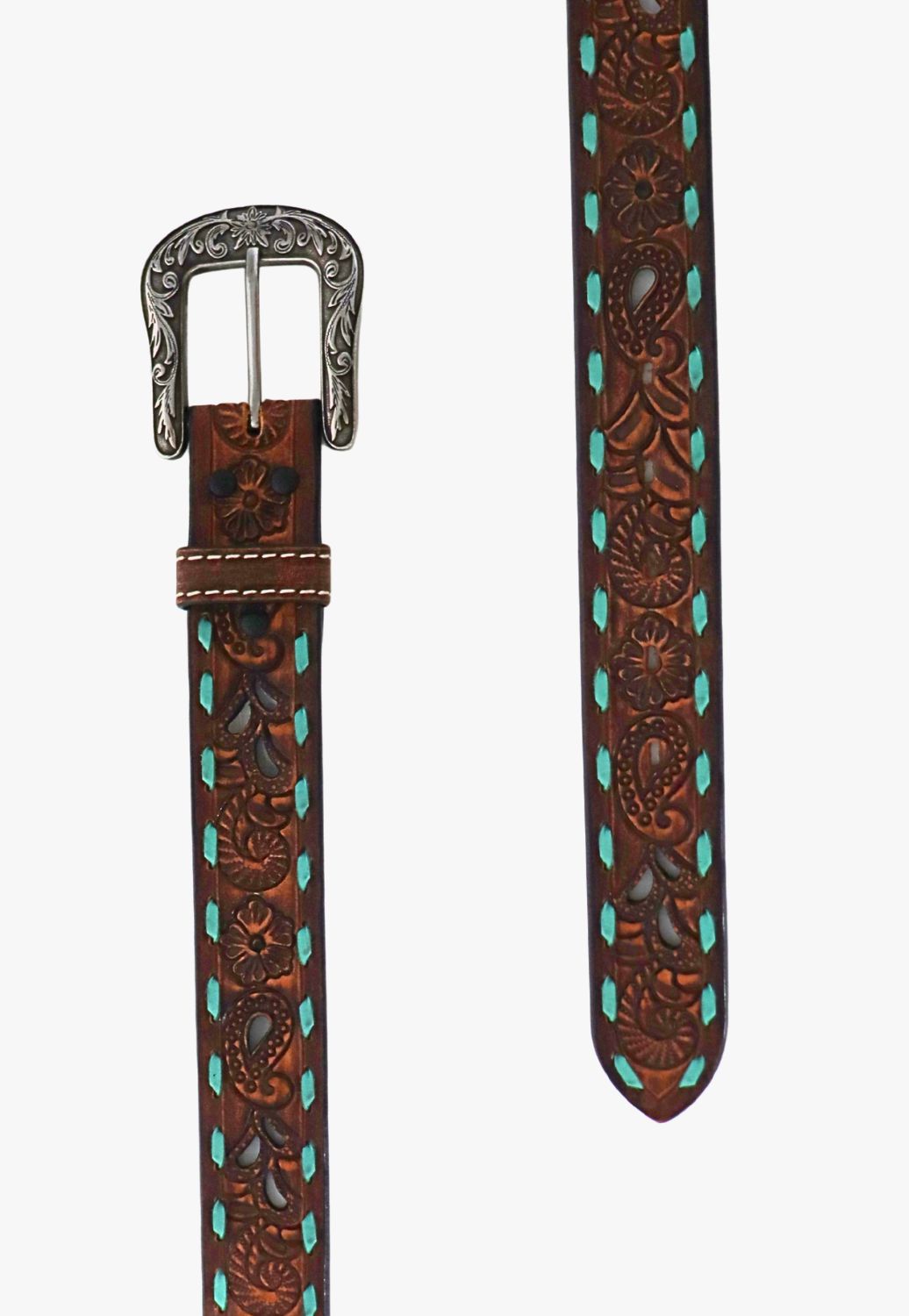 Angel Ranch Womens Tooled Filafree Leather Belt