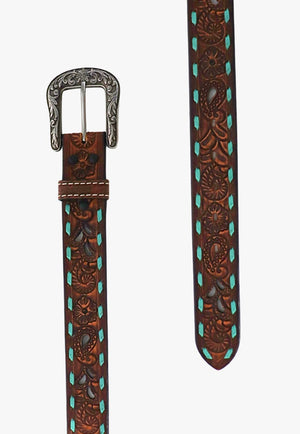 Angel Ranch Womens Tooled Filafree Leather Belt