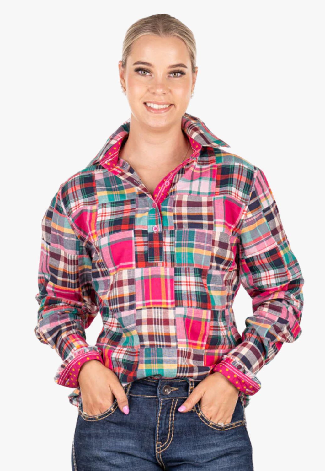 Hitchley & Harrow Womens Patchwork Long Sleebe Shirt