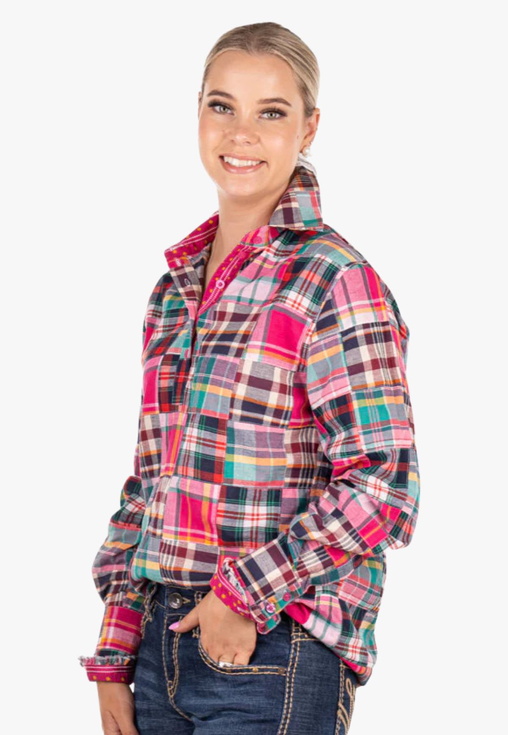 Hitchley & Harrow Womens Patchwork Long Sleebe Shirt