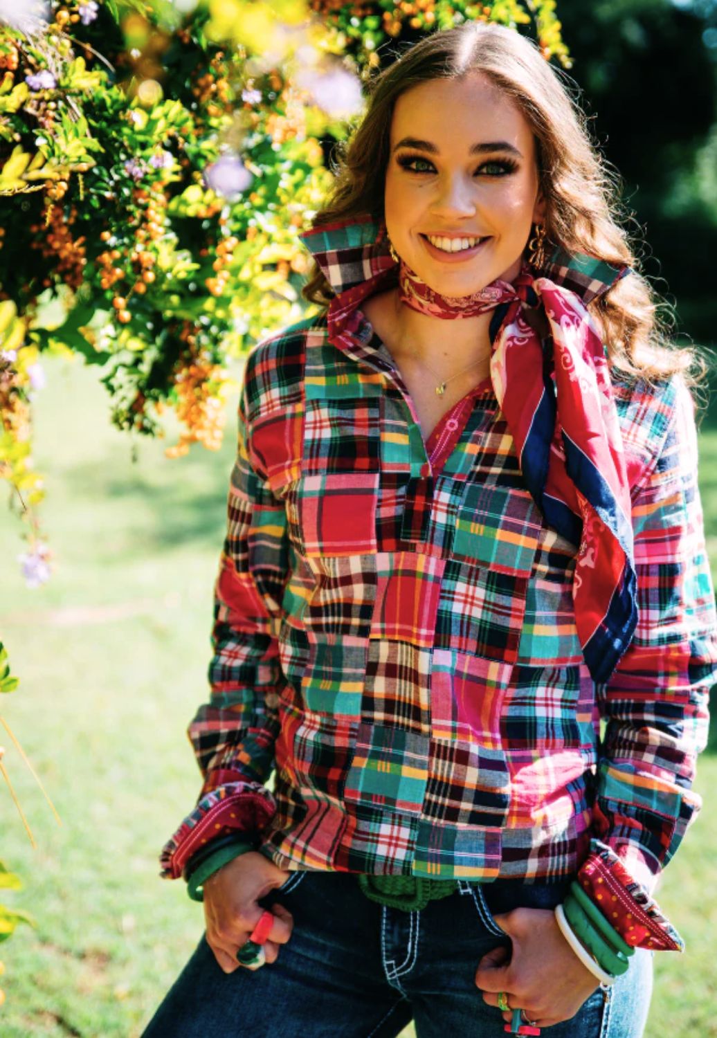 Hitchley & Harrow Womens Patchwork Long Sleebe Shirt