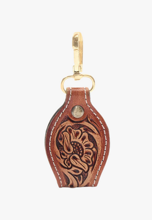 Myra Sunset Red Hand-Tooled Leather Key Fob