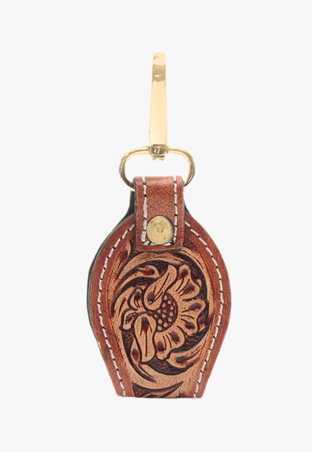 Myra Sunset Red Hand-Tooled Leather Key Fob