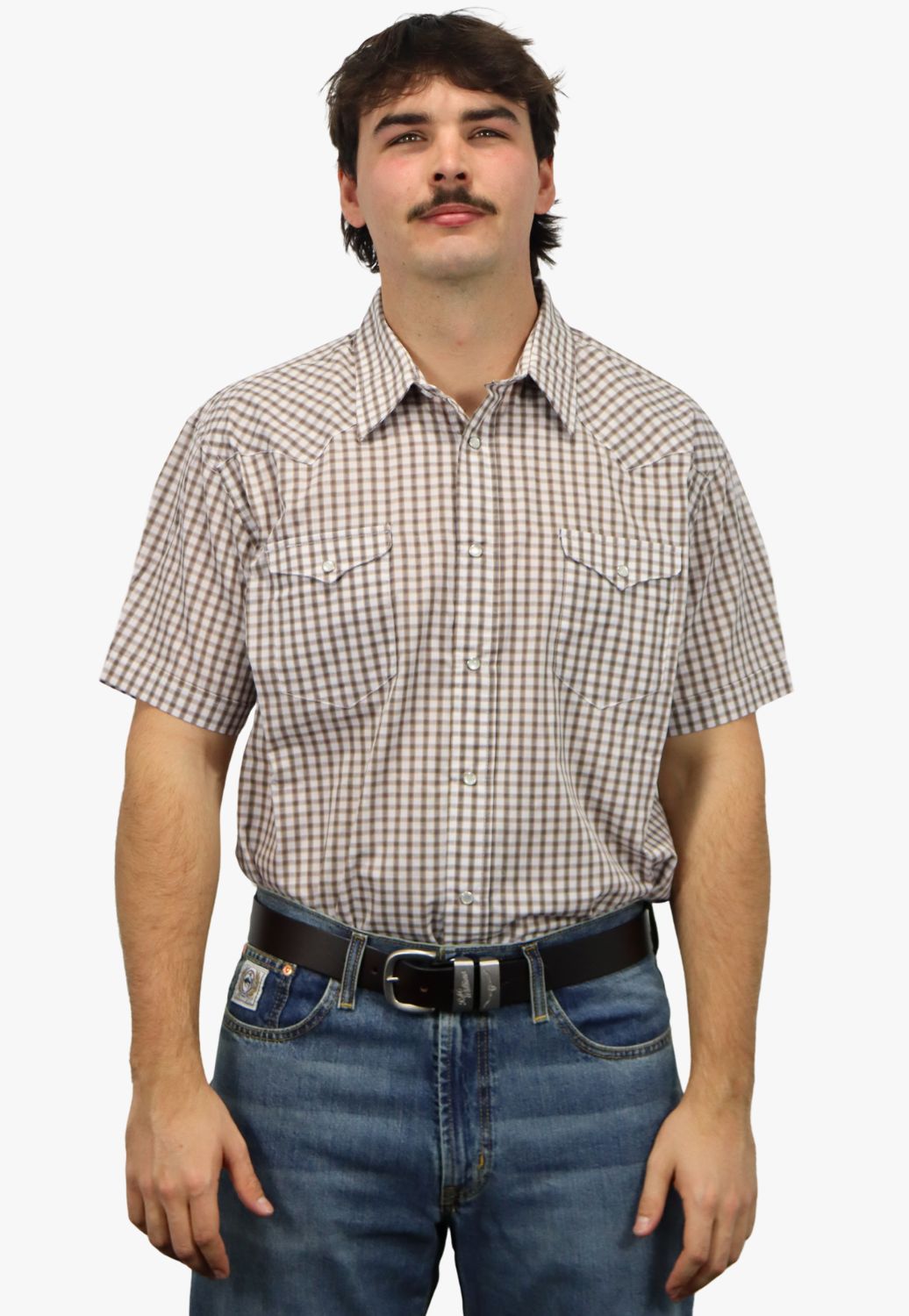 Panhandle Mens Checked Short Sleeve Shirt