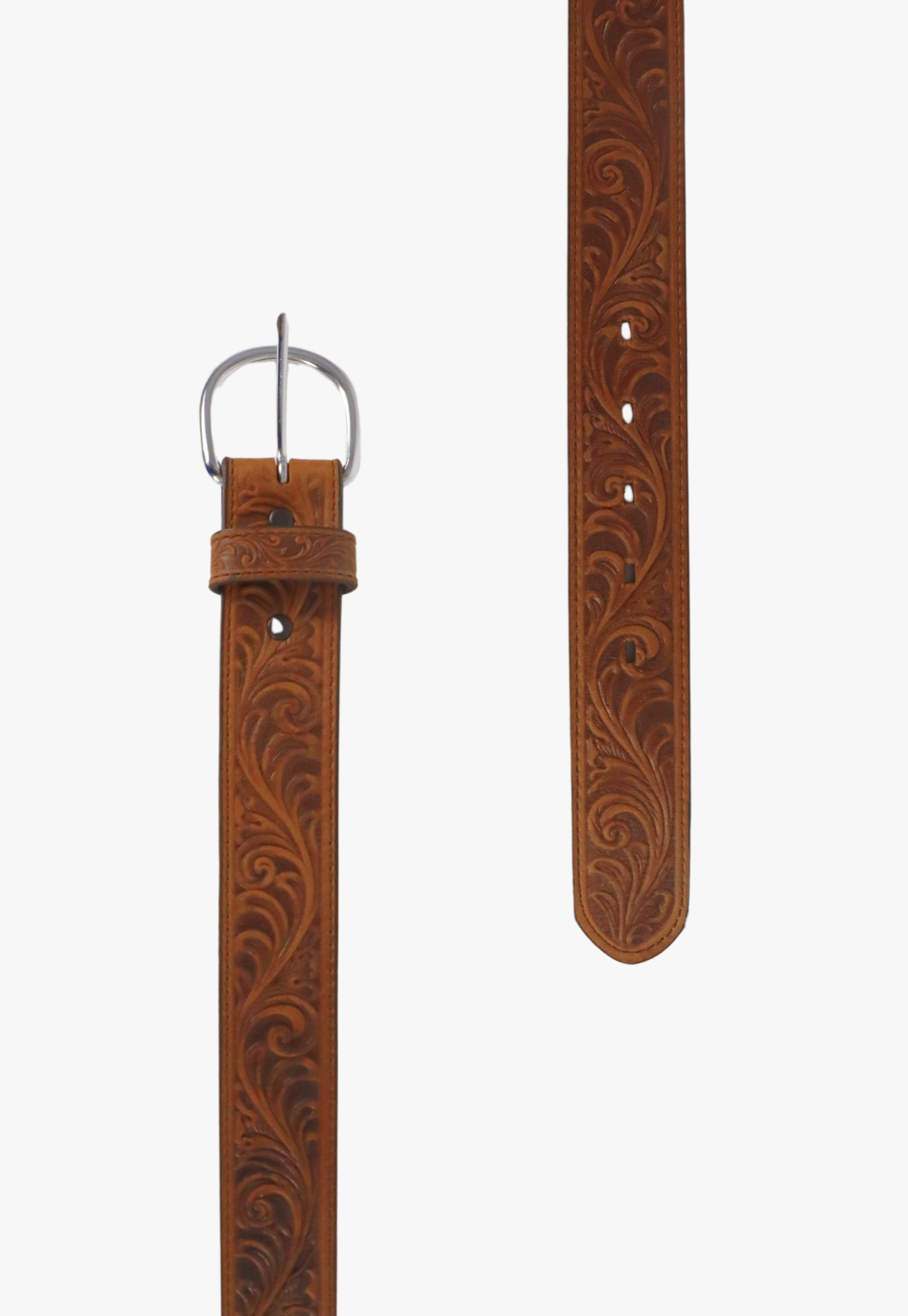 Justin Mens Western Scroll Belt