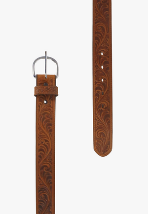 Justin Mens Western Scroll Belt