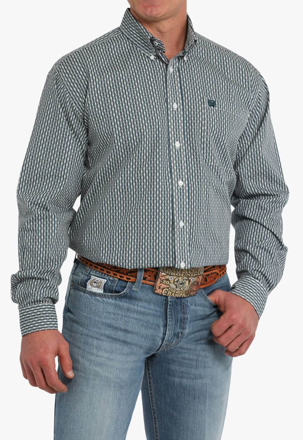 Cinch Mens Geometric Print Long Sleeve Shirt