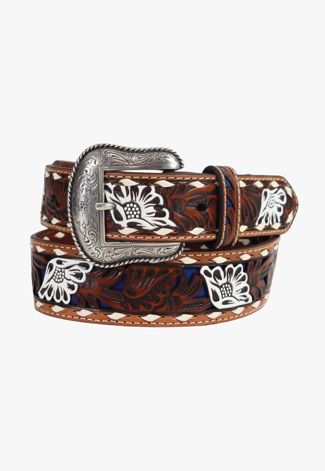 Nocona Mens Floral Tooled Belt
