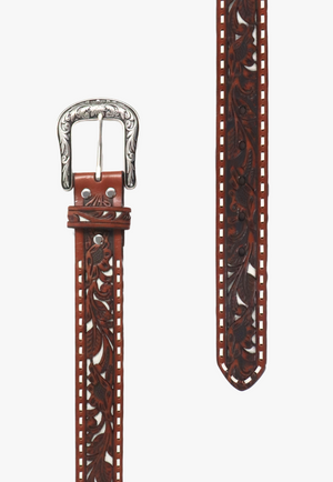 Nocona Womens Filigree Glitter Underlay Floral Belt
