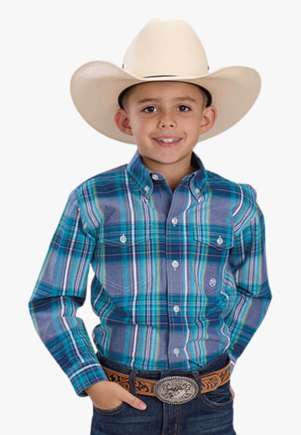Roper Boys Amarillo Collection Plaid Long Sleeve Shirt