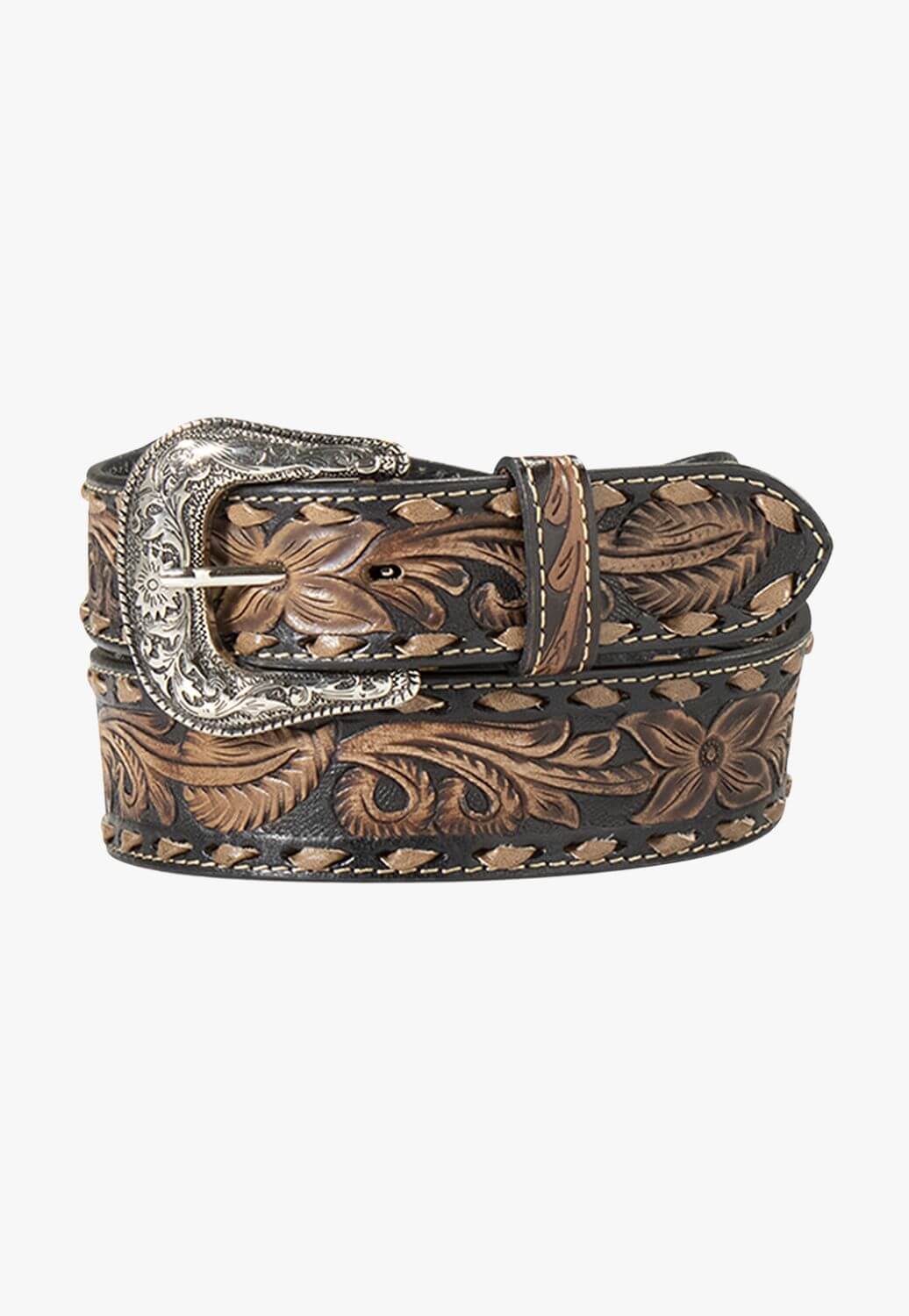 Ariat Mens Hand Tooled Floral Belt