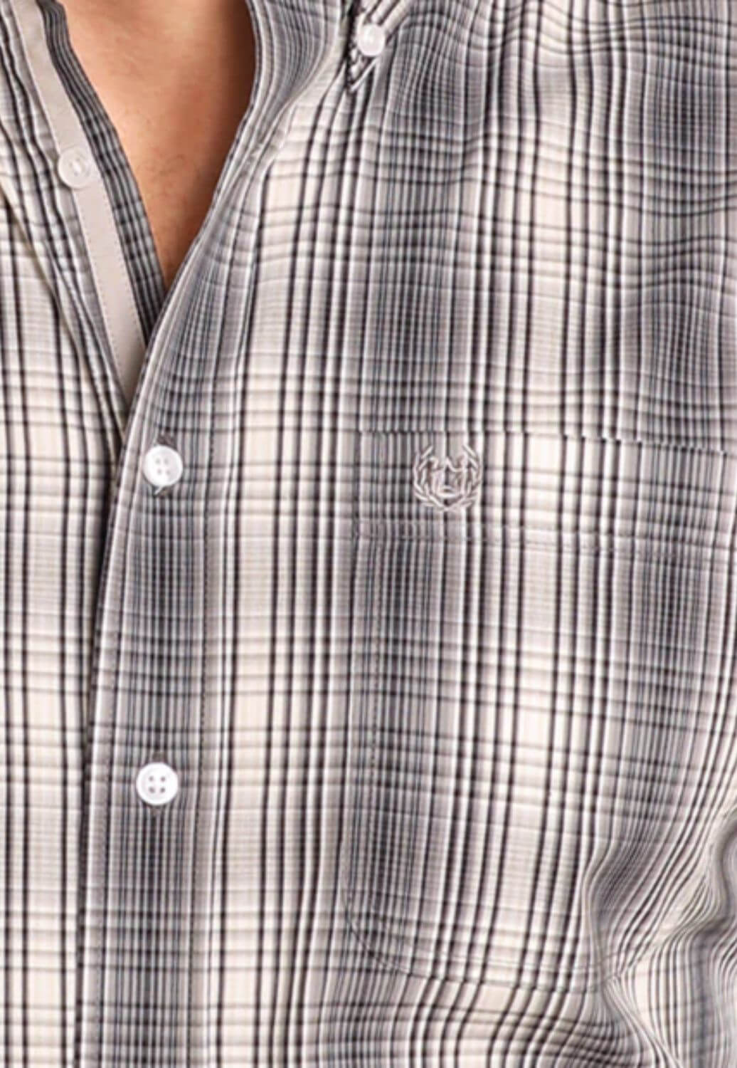 Panhandle Mens Rough Stock Plaid Long Sleeve Shirt