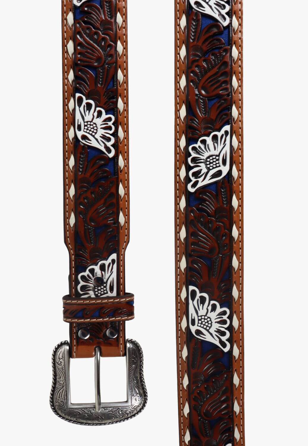 Nocona Mens Floral Tooled Belt