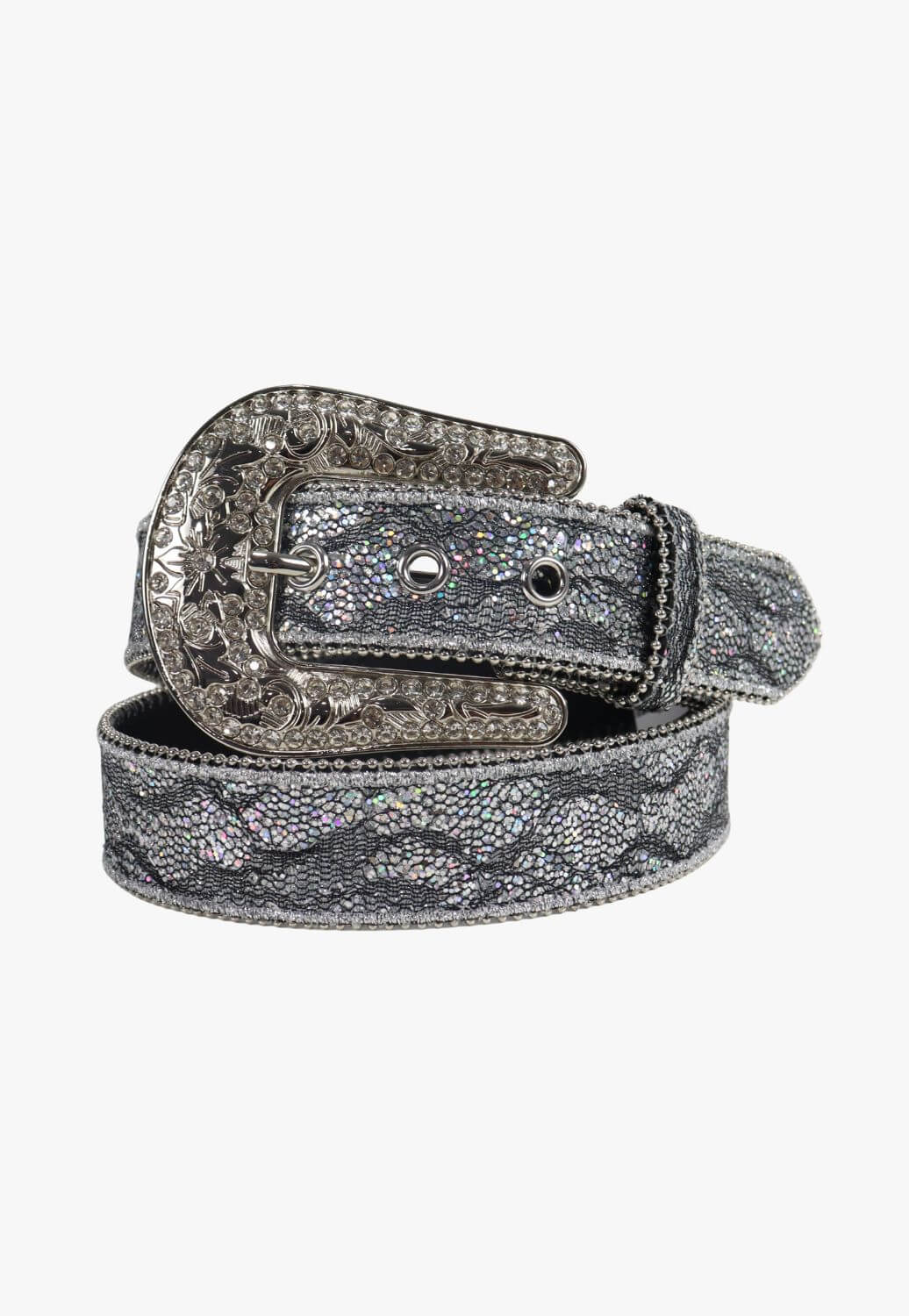 Nocona Womens Glitter Lace Overlay Engraved Belt