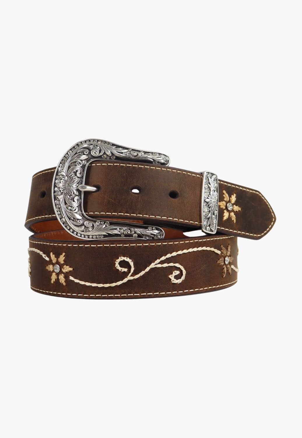 Nocona Womens Embroidered Flowers Belt