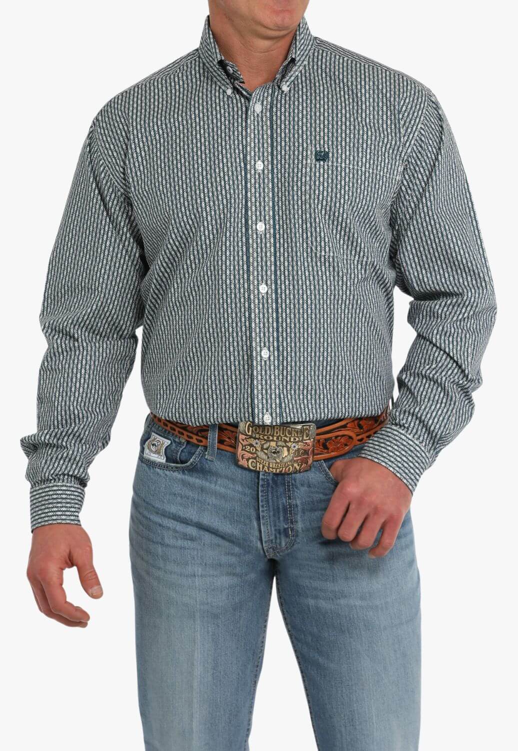 Cinch Mens Geometric Print Long Sleeve Shirt
