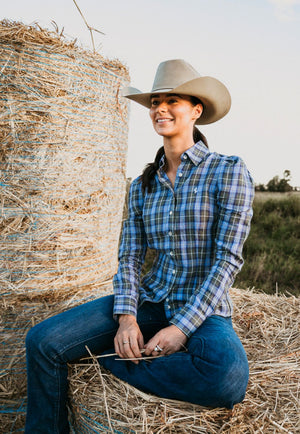 Gringa Denim Womens Dixie Plaid Long Sleeve Shirt