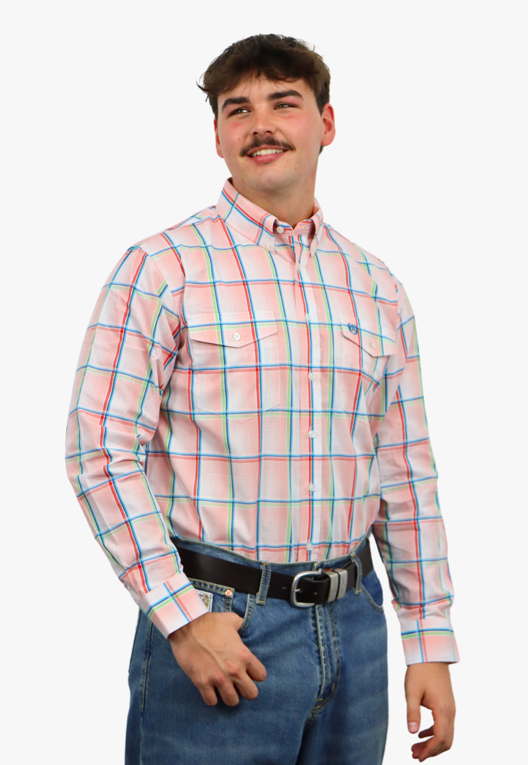 Panhandle Mens Plaid Long Sleeve Shirt