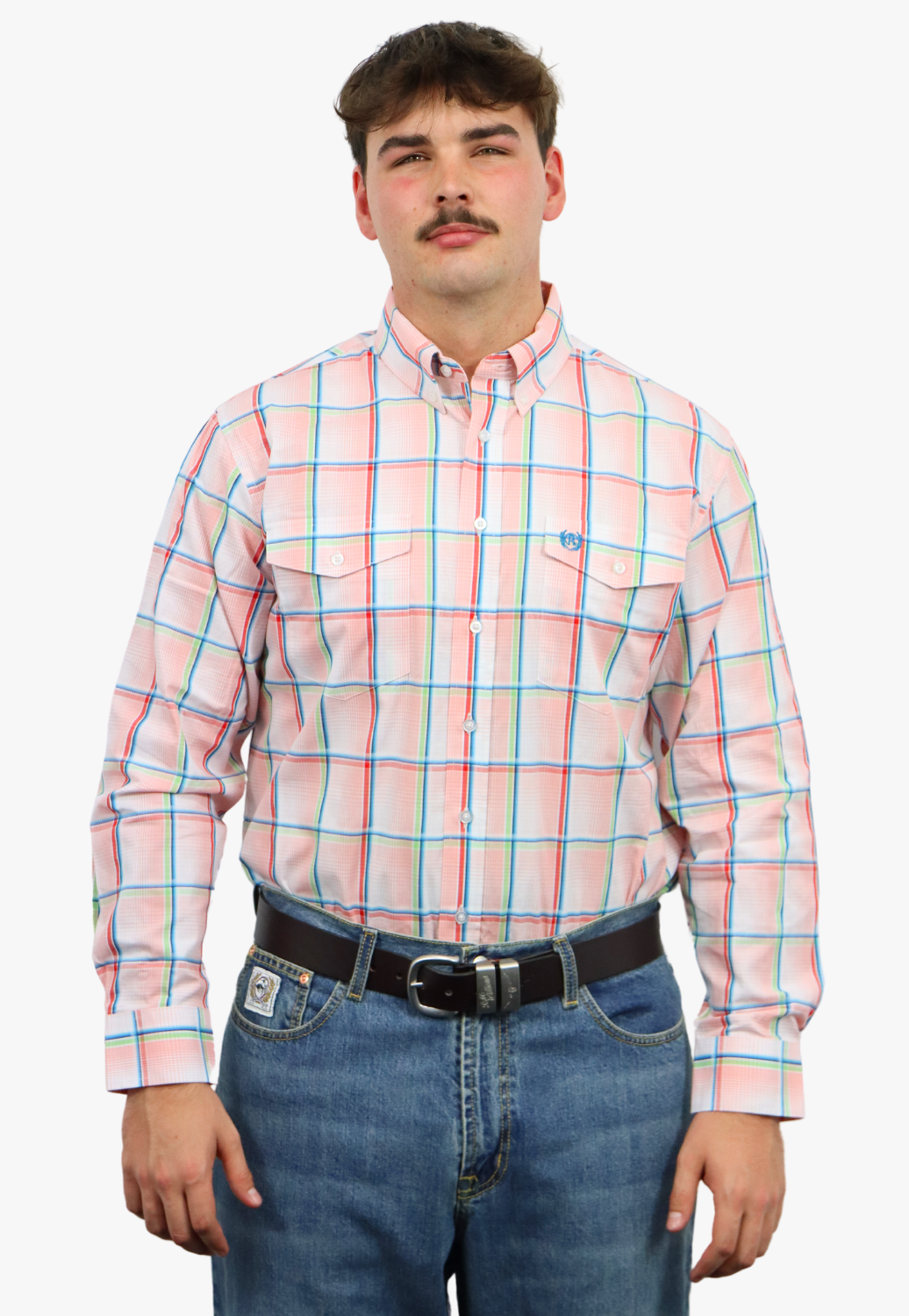 Panhandle Mens Plaid Long Sleeve Shirt