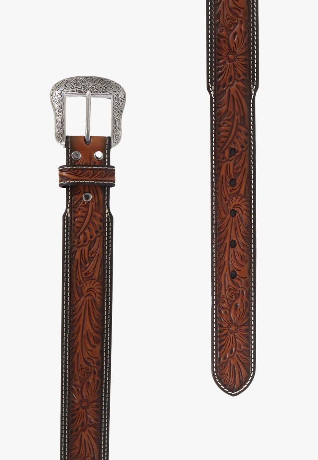 Nocona Mens Embossed Scrolling Engaved Buckle Belt