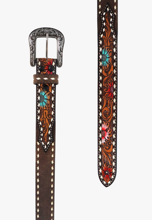 Angel Ranch Womens Tooled Filafree Leather Belt