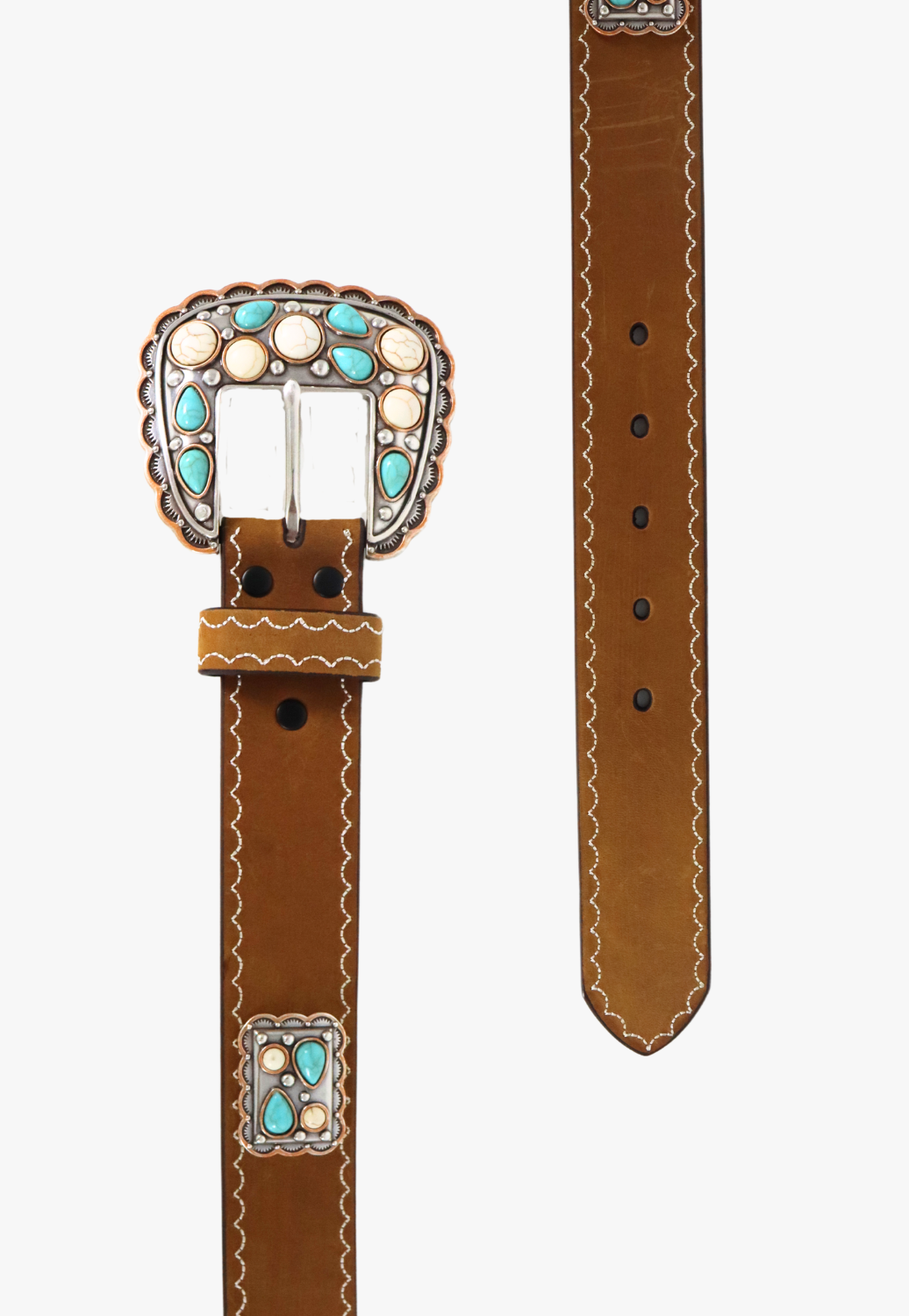 Angel Ranch Womens Rectangle Scalloped Concho Belt