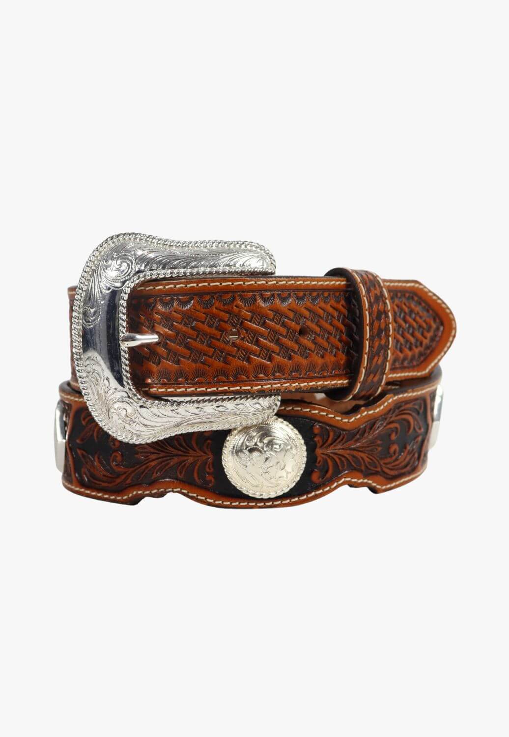 Tony Lama Mens Tooled Stillwater Creek Belt
