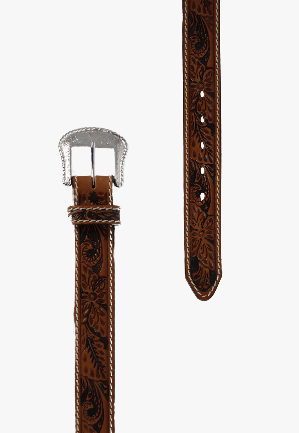 Tony Lama Mens Tooled Floral Belt