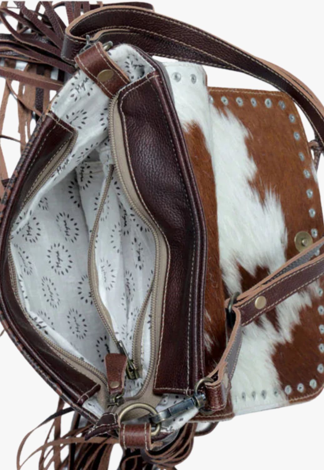 Myra Carved Blossoms Leather & Hairon Bag