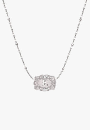 SpurWest Ultra Mini Belt Buckle Necklace - Initial E