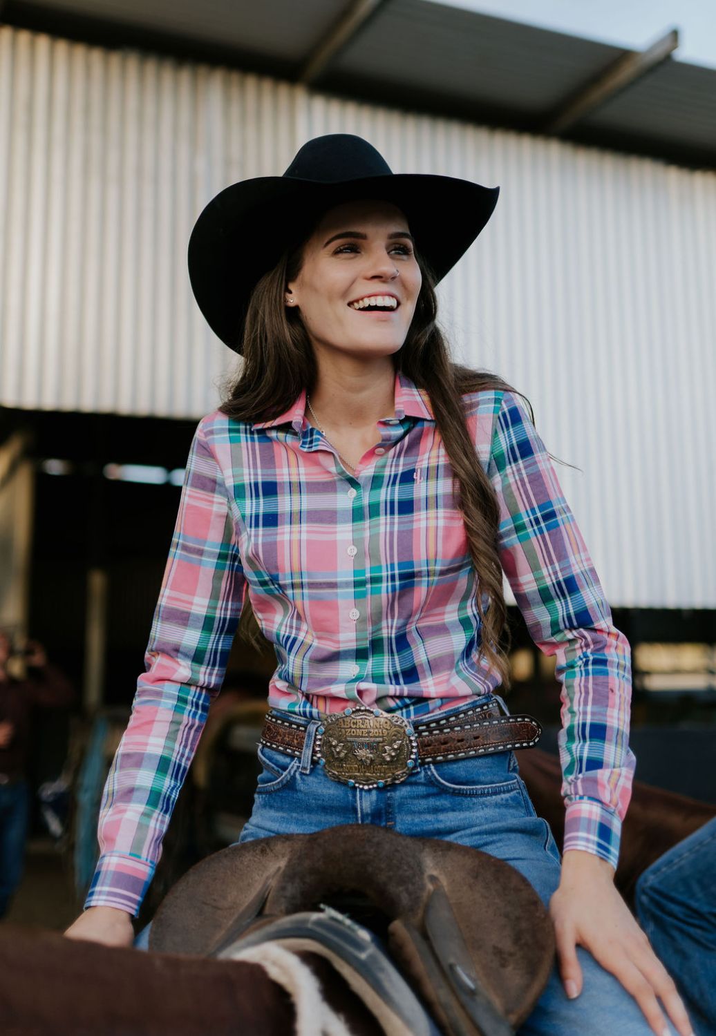 Gringa Denim Womens Plaid Cotton Long Sleeve Shirt
