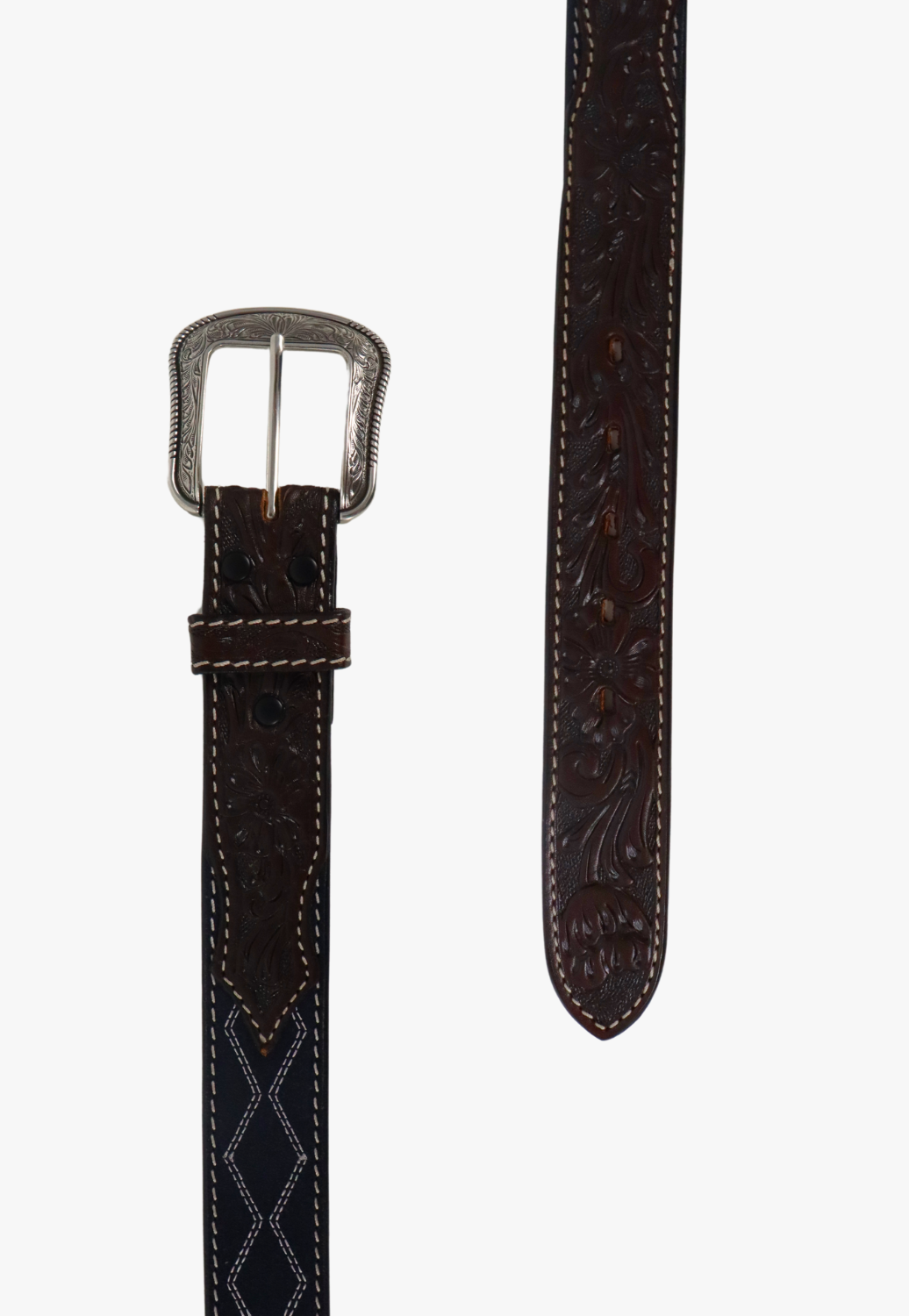 3D Mens Boot Stitch Roughout Belt