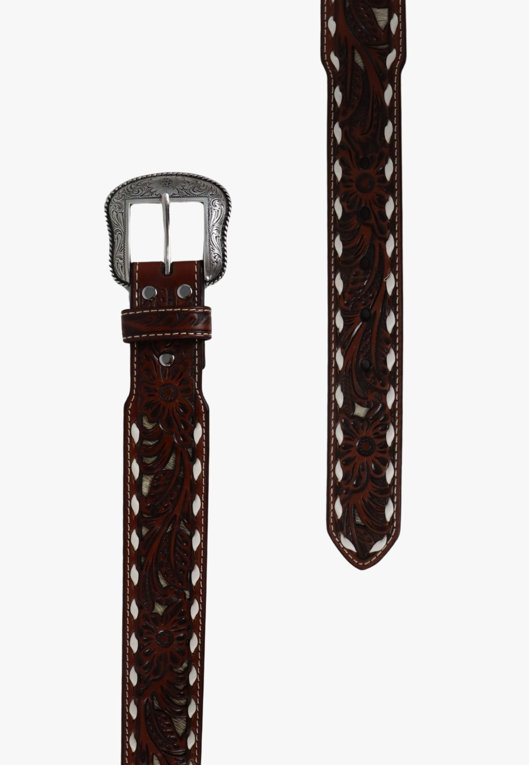 Nocona Mens Calf Hair Underlay Buck Lace Belt