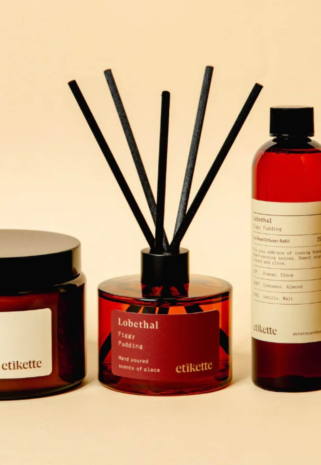 Etikette Lobethal, Figgy Pudding Eco Reed Diffuser