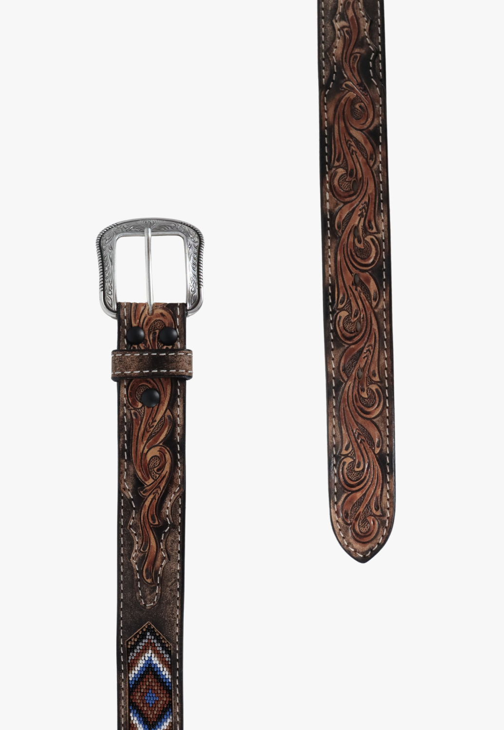 3D Mens Floral Beaded Belt