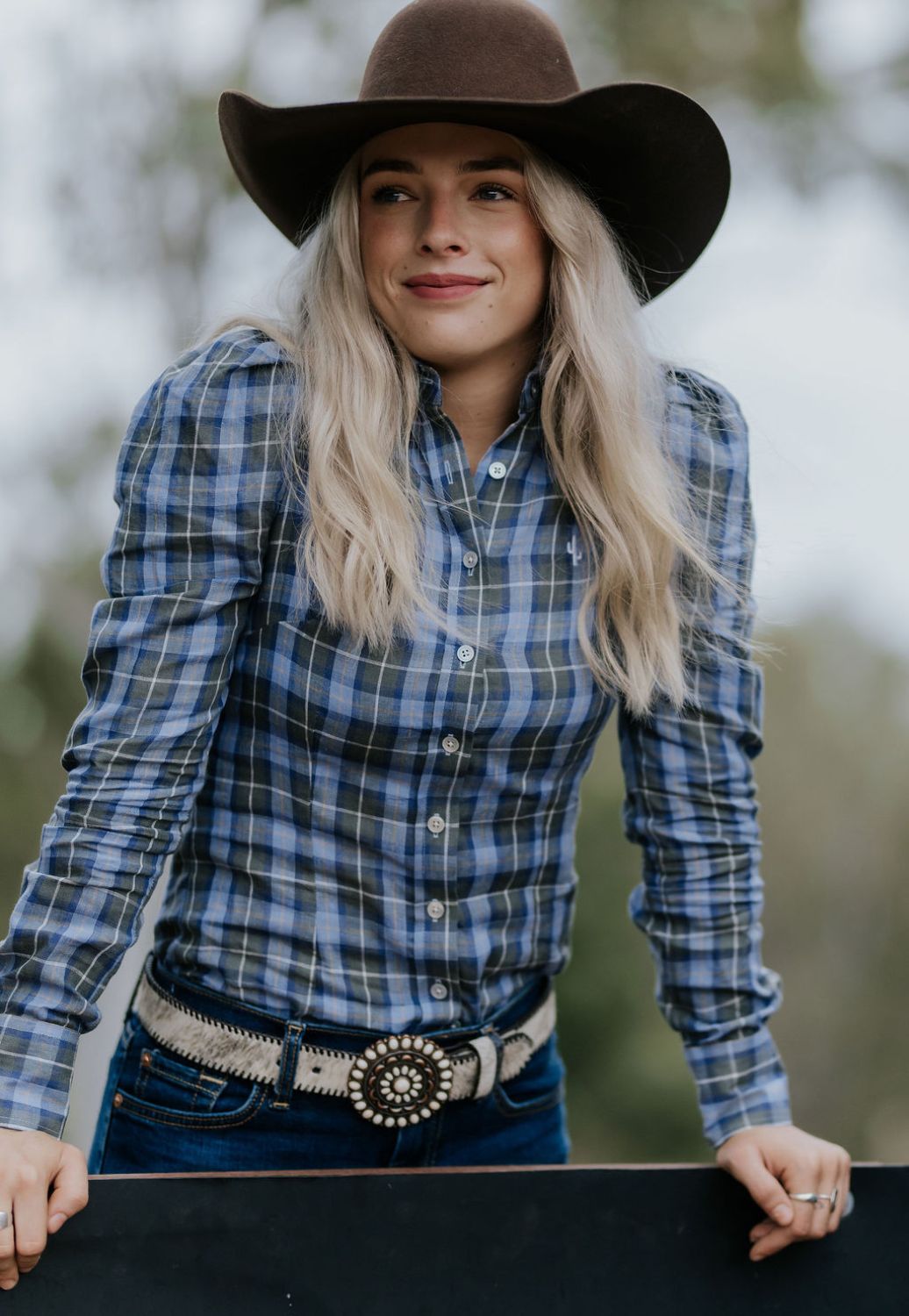 Gringa Denim Womens Dixie Plaid Long Sleeve Shirt