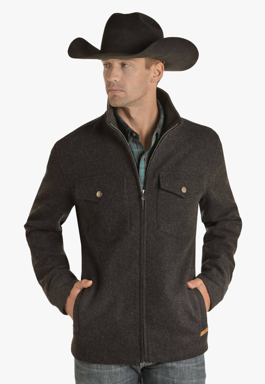 Powder River Mens Heather Wool Zip Jacket