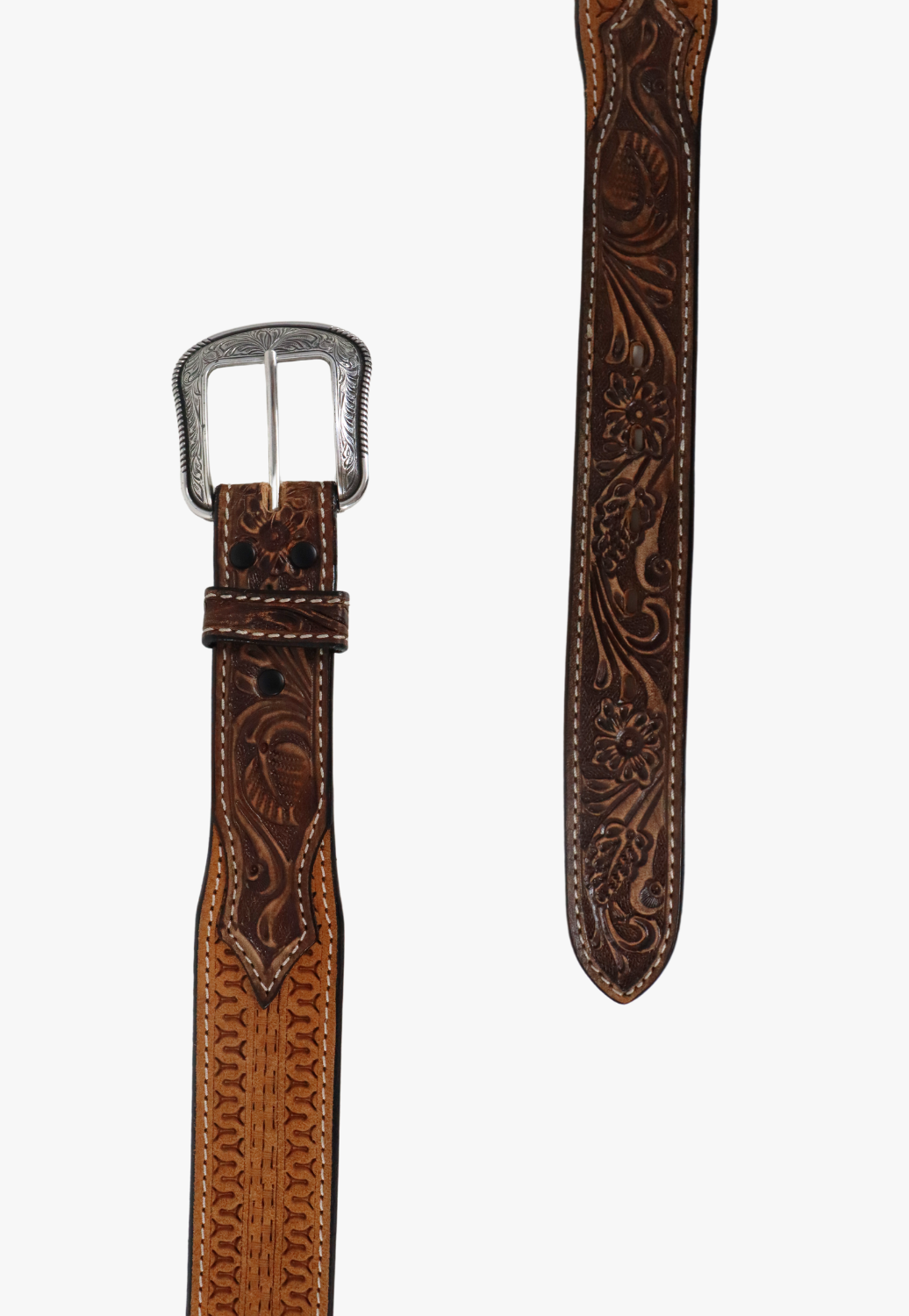 3D Mens Floral Tooled Belt