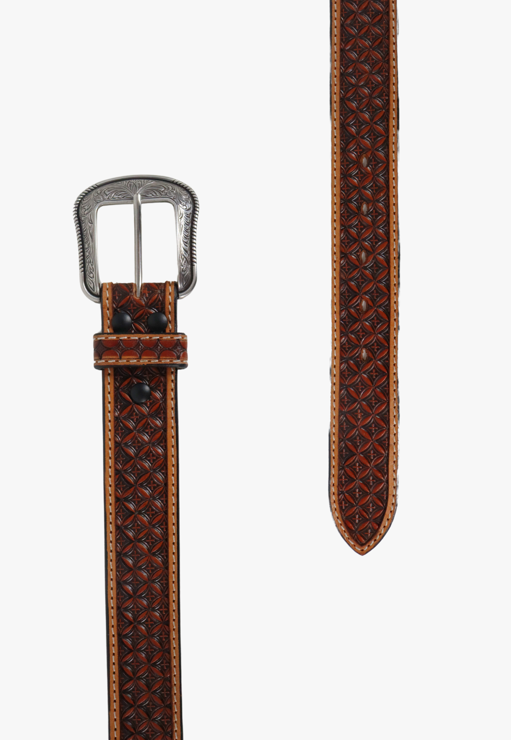 3D Mens Tooled Cross Belt