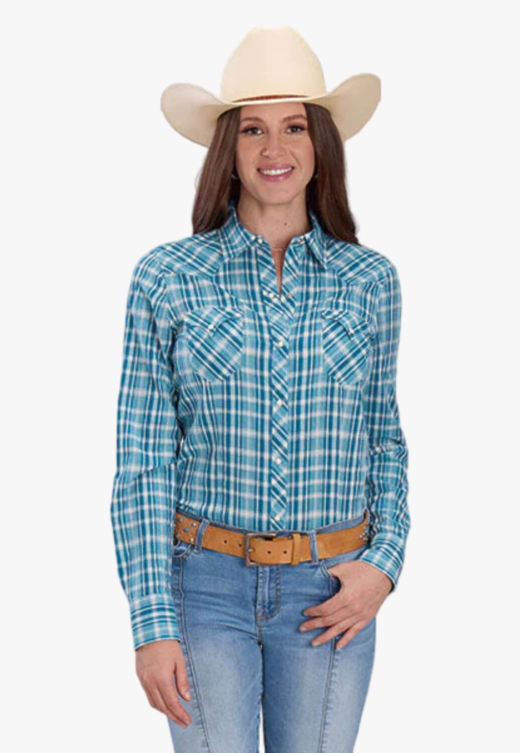 Roper Womens West Made Collection Plaid Long Sleeve Shirt