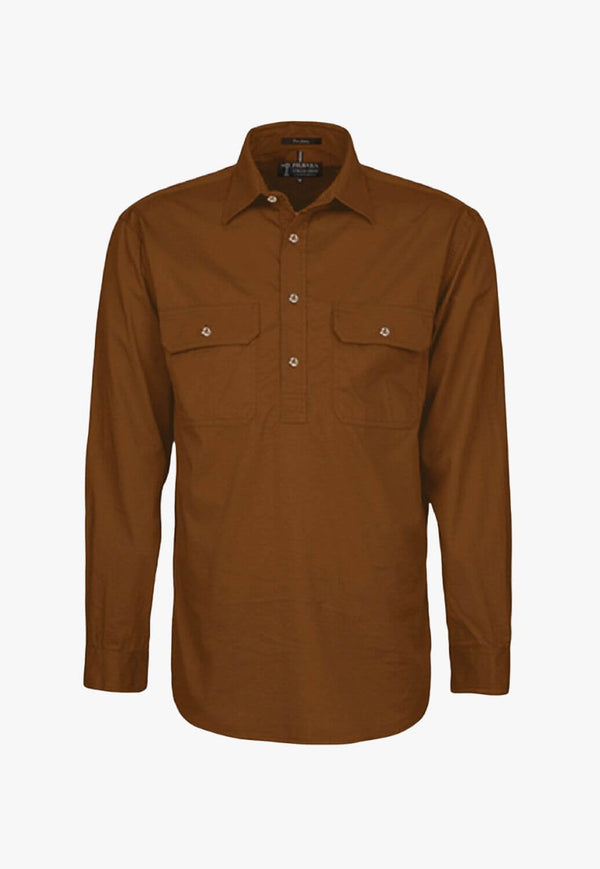 Pilbara Mens Closed Front Long Sleeve Work Shirt RM200CF- W. Titley & Co