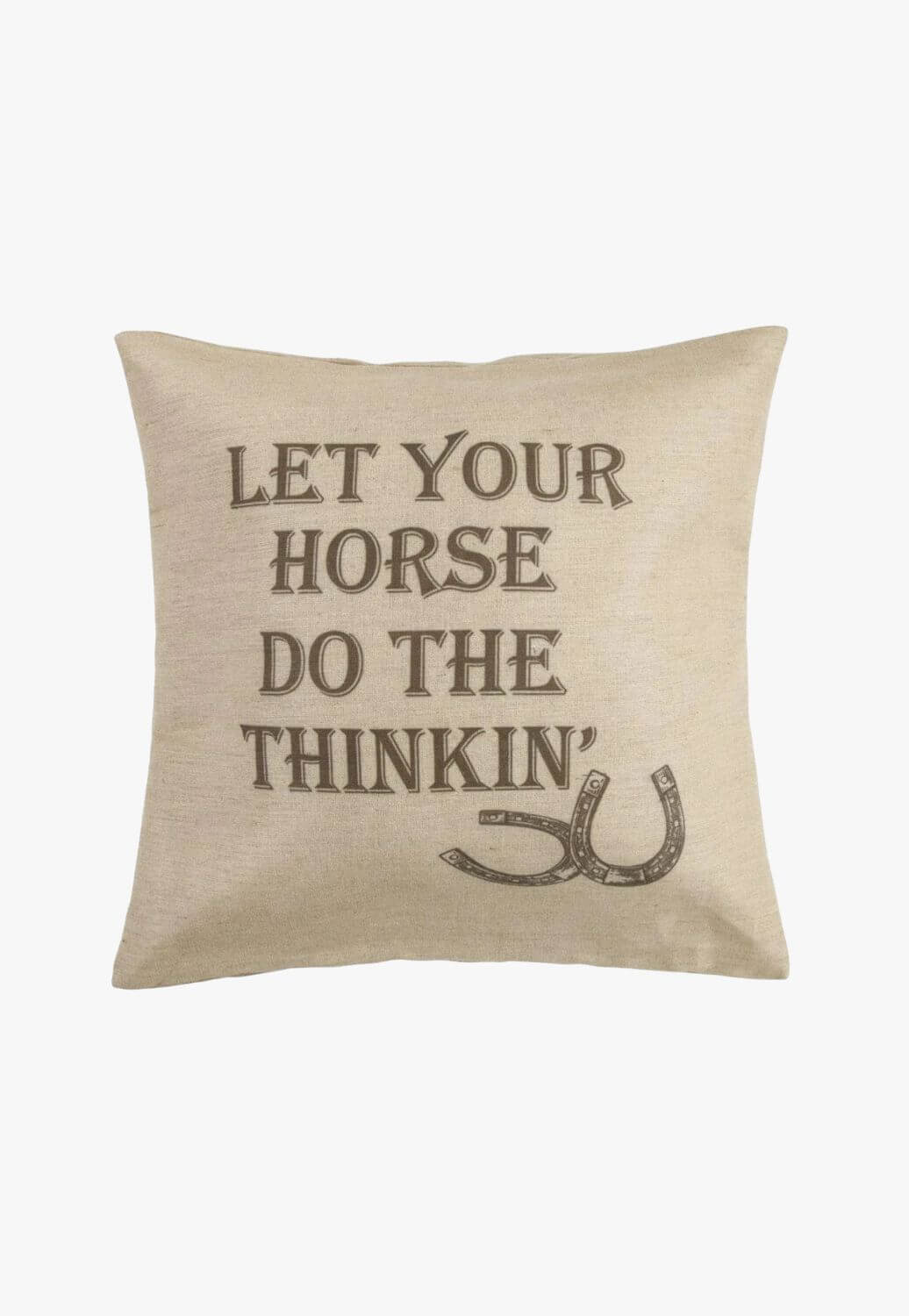 Burlap Horse Phrase Throw Pillow