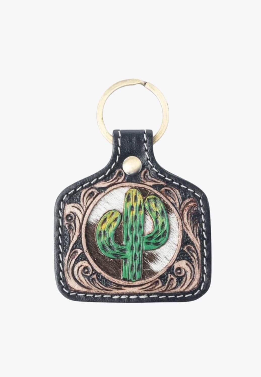 Myra Desert Daisy Handtooled Leather Key Fob