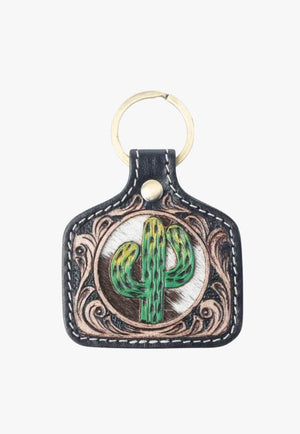 Myra Desert Daisy Handtooled Leather Key Fob