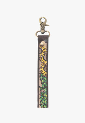 Myra Verdant Vines Tooled Leather Key Fob