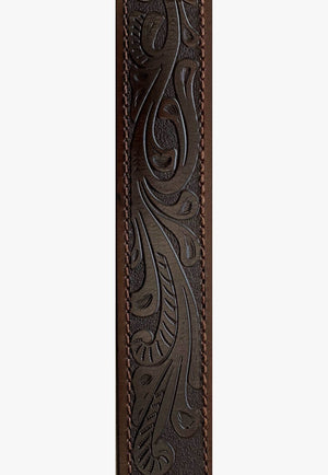 Pilbara Western Oval Buckle Tooled Leather Belt