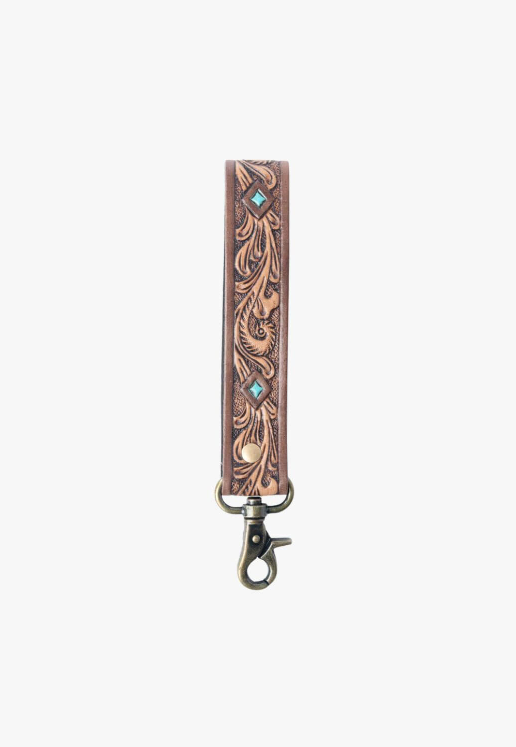 Myra Spirit Stone Handtooled Leather Key Fob