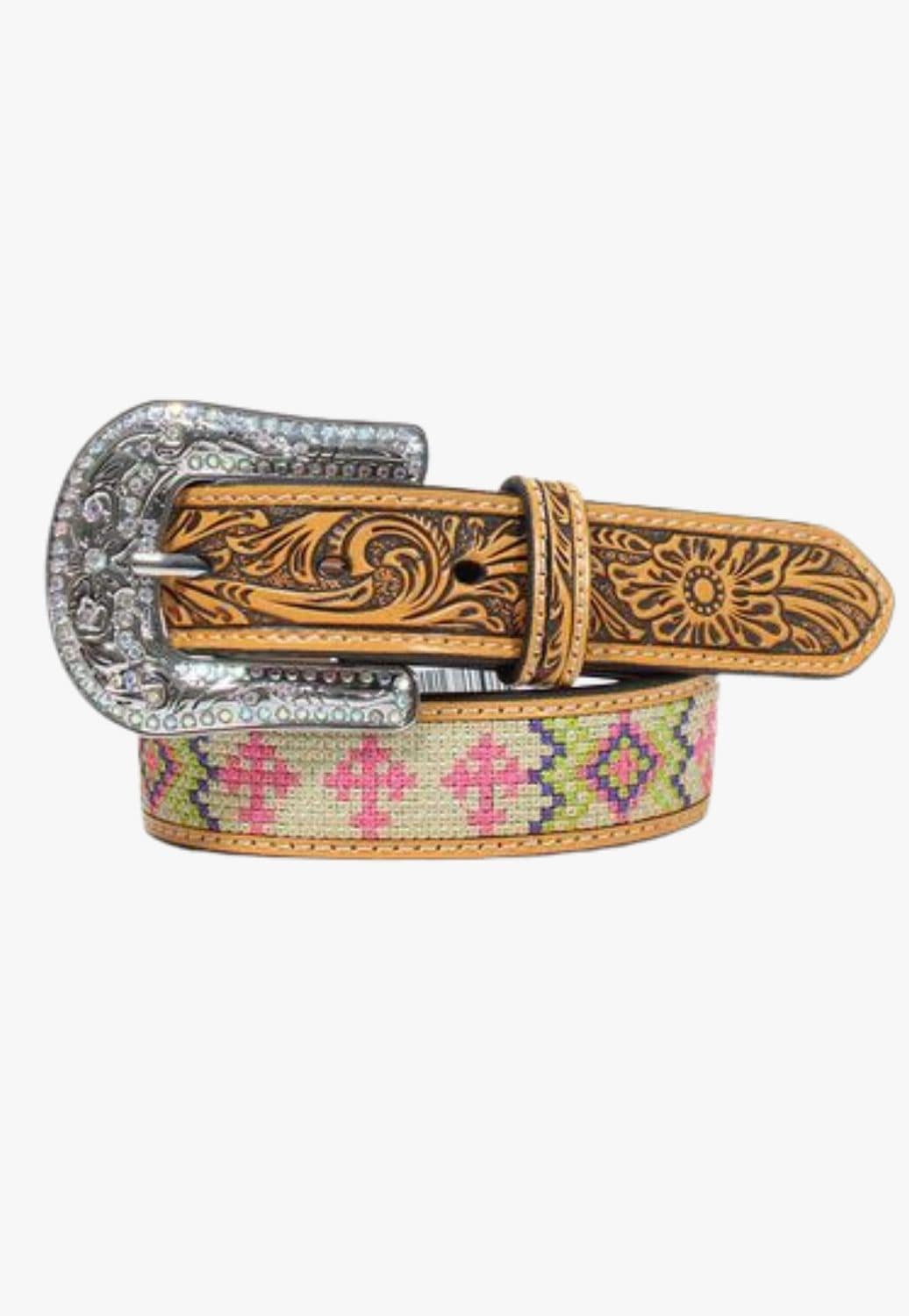 Angel Ranch CLOTHING-Girls Belts Angel Ranch Girls Floral Embroidered Belt