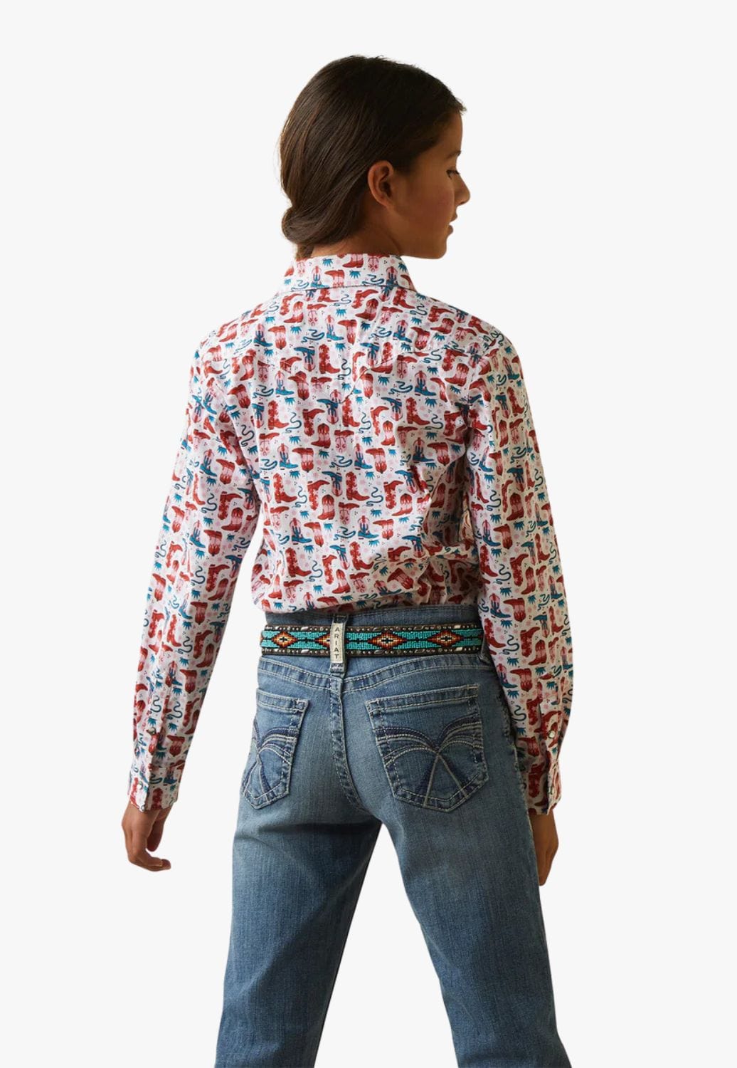 Ariat CLOTHING-Girls Long Sleeve Shirts Ariat Girls Blazin Boots Snap Long Sleeve Shirt